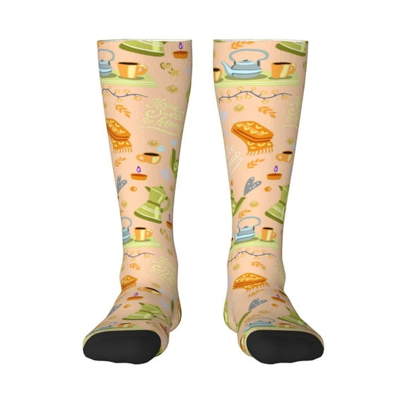 Daiia Sports Socks Scandinavian Style Hygge Printed Novelty Crew Socks for Men Women Knee High Socks Cotton Socks Soft & Breathable Support Unisex Socks
