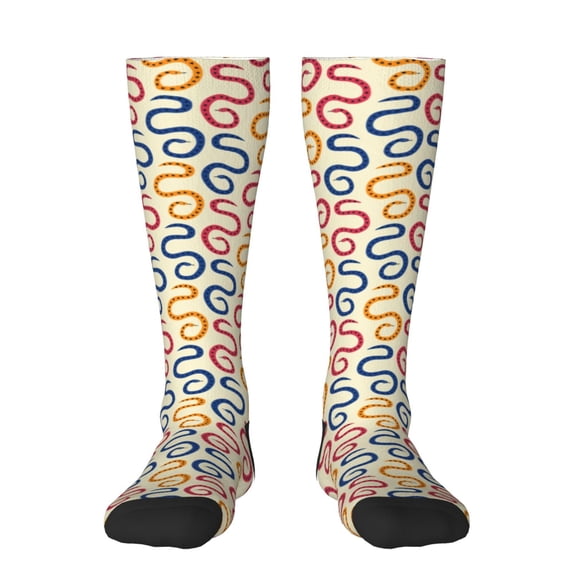 Daiia Sports Socks Snake Printed Novelty Crew Socks for Men Women Knee High Socks Cotton Socks Soft & Breathable Support Unisex Socks