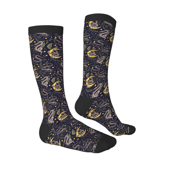 Daiia Sports Socks Snake Sleep Printed Novelty Crew Socks for Men Women Knee High Socks Cotton Socks Soft & Breathable Support Unisex Socks