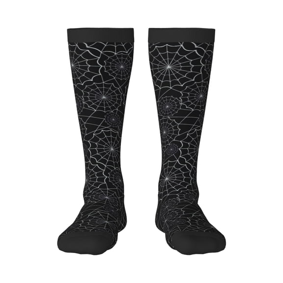 Daiia Sports Socks Spider Web Black Printed Novelty Crew Socks for Men Women Knee High Socks Cotton Socks Soft & Breathable Support Unisex Socks