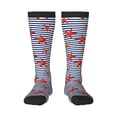 thumbnail image 1 of Daiia Sports Socks Starfish Navy Blue Stripe Printed Novelty Crew Socks for Men Women Knee High Socks Cotton Socks Soft & Breathable Support Unisex Socks, 1 of 9