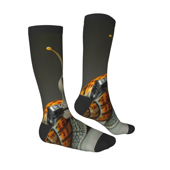 Daiia Sports Socks Surreal Weightlifting Snail Printed Novelty Crew Socks for Men Women Knee High Socks Cotton Socks Soft & Breathable Support Unisex Socks