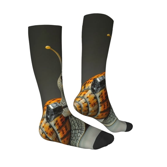Daiia Sports Socks Surreal Weightlifting Snail Printed Novelty Crew Socks for Men Women Knee High Socks Cotton Socks Soft & Breathable Support Unisex Socks