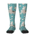 thumbnail image 1 of Daiia Sports Socks Teal Mama Llama Printed Novelty Crew Socks for Men Women Knee High Socks Cotton Socks Soft & Breathable Support Unisex Socks, 1 of 9