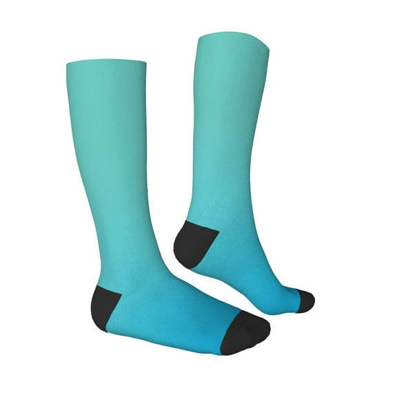 Daiia Sports Socks Teal Turquoise Printed Novelty Crew Socks for Men Women Knee High Socks Cotton Socks Soft & Breathable Support Unisex Socks