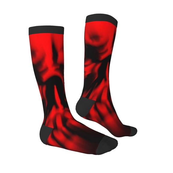 Daiia Sports Socks The Red Head Skull Printed Novelty Crew Socks for Men Women Knee High Socks Cotton Socks Soft & Breathable Support Unisex Socks