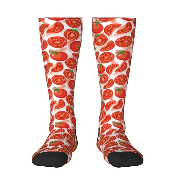 Daiia Sports Socks Tomatoes Printed Novelty Crew Socks for Men Women Knee High Socks Cotton Socks Soft & Breathable Support Unisex Socks