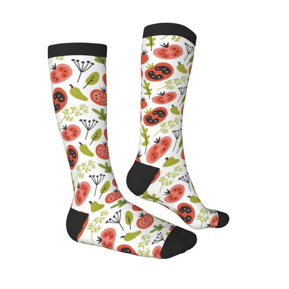 Daiia Sports Socks Tomatoes Printed Novelty Crew Socks for Men Women Knee High Socks Cotton Socks Soft & Breathable Support Unisex Socks