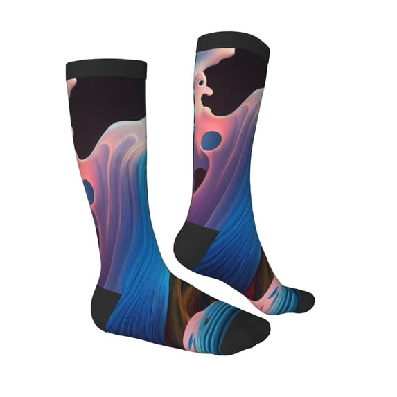 Daiia Sports Socks Vibrant Fluid Motion Art Printed Novelty Crew Socks for Men Women Knee High Socks Cotton Socks Soft & Breathable Support Unisex Socks