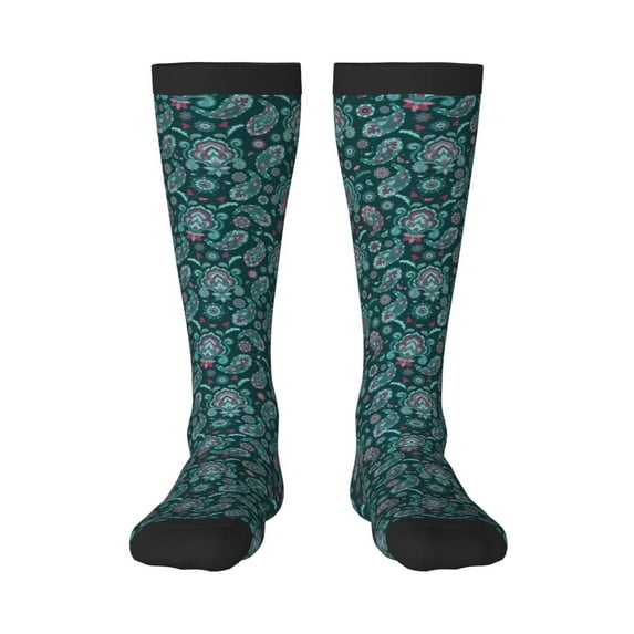 Daiia Sports Socks Vintage Floral Printed Novelty Crew Socks for Men Women Knee High Socks Cotton Socks Soft & Breathable Support Unisex Socks