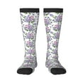 thumbnail image 1 of Daiia Sports Socks Violets Flowers Printed Novelty Crew Socks for Men Women Knee High Socks Cotton Socks Soft & Breathable Support Unisex Socks, 1 of 9