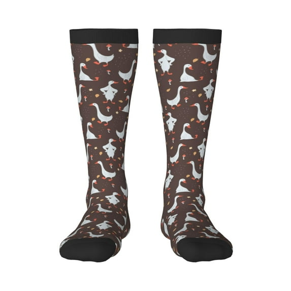 Daiia Sports Socks cartoon geese Printed Novelty Crew Socks for Men Women Knee High Socks Cotton Socks Soft & Breathable Support Unisex Socks