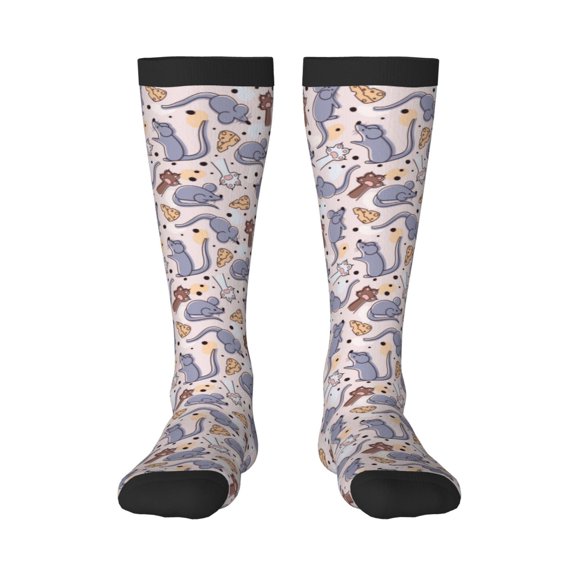 Daiia Sports Socks cartoon mouse Printed Novelty Crew Socks for Men Women Knee High Socks Cotton Socks Soft & Breathable Support Unisex Socks