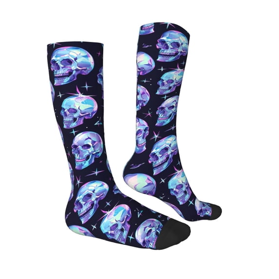 Daiia Sports Socks crystal Skull Printed Novelty Crew Socks for Men Women Knee High Socks Cotton Socks Soft & Breathable Support Unisex Socks