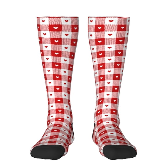 Daiia Sports Socks geometric with hearts Printed Novelty Crew Socks for Men Women Knee High Socks Cotton Socks Soft & Breathable Support Unisex Socks