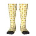 thumbnail image 1 of Daiia Sports Socks yellow argyle Printed Novelty Crew Socks for Men Women Knee High Socks Cotton Socks Soft & Breathable Support Unisex Socks, 1 of 6
