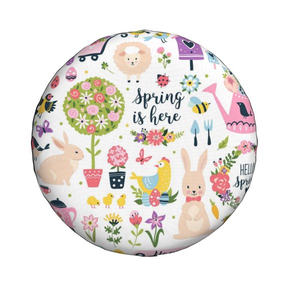 Daiia Spring Flowers Birds Tire Covers , Travel Trailer Camper Truck SUV Motorhome Waterproof Wheel Cover, Sun Rain Snow Protector-15 inch