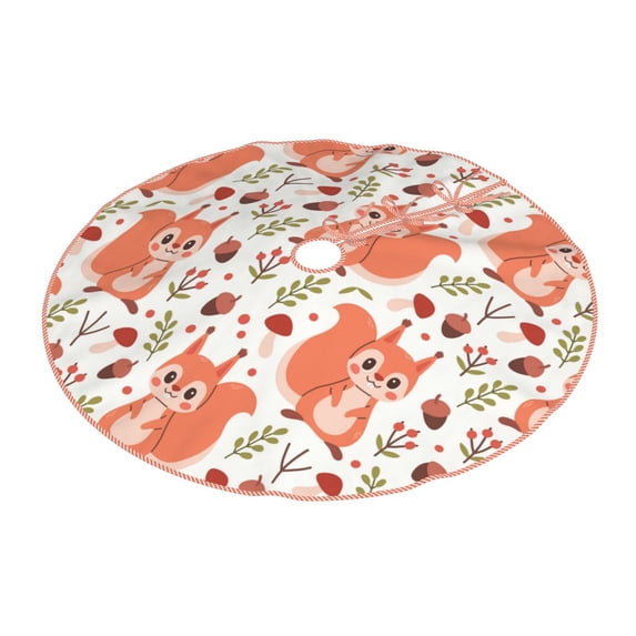 Daiia Squirrel And Drawing Merry Christmas Tree Skirt , Xmas Large Lace-up Tree Skirt, Santa Snowflakes Rustic Home Decorations New Year Party Farmhouse Decor-48"