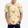 thumbnail image 1 of Daiia Squirrel And Leaves Pattern Men’s Polo Shirts,Solid Deck Shirt,Classic Fit, Breathable Cotton Polo for Casual and Sport Wear-Small, 1 of 9