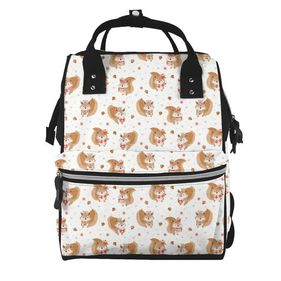 Daiia Squirrel And Rose Large Capacity Baby Bag Waterproof Stylish Diaper Bag Mummy Backpack Adjustable Straps Diaper BagBaby Essentials Bag