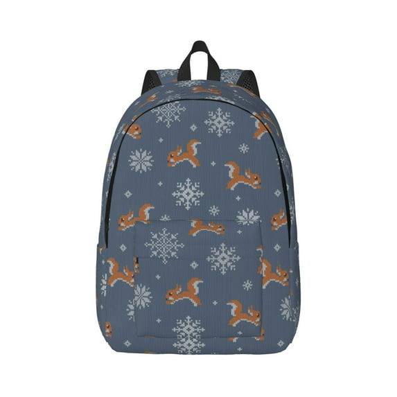 Daiia Squirrel And Snowflakes Vintage Canvas Backpack for Men and Women ,Hiking Backpack,Travel Laptop Bag for School,Large Capacity Backpack