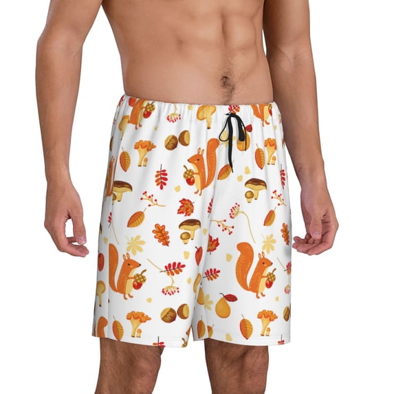 Daiia Squirrel InThe Forest3 Mens Woven Stretch Pajama Short,Short Pajama Pants-4X-Large