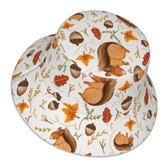 Daiia Squirrel Pattern Bucket Hat - Trendy Cotton Sun Hat for Beach, Golf, Fishing - Fun Outdoor Vacation Boonie for Men and Women