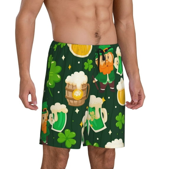 Daiia St Patrick's Day10 Mens Woven Stretch Pajama Short,Short Pajama Pants-3X-Large