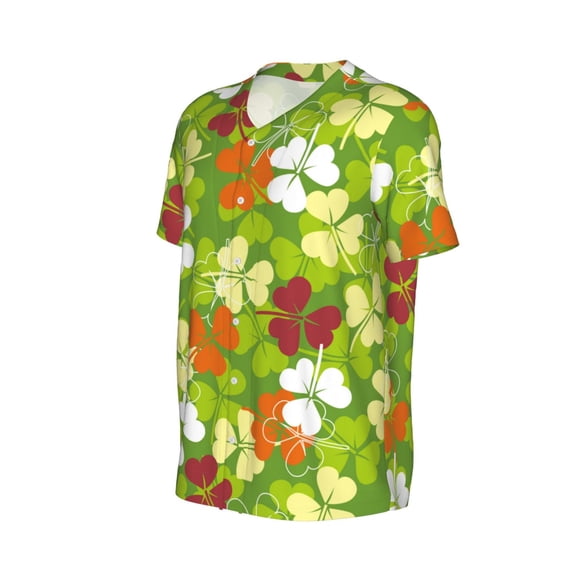 Daiia St. Patrick's Day3 Mens Baseball Jersey Button Down Shirts Short Sleeve Sports Uniforms-3X-Large