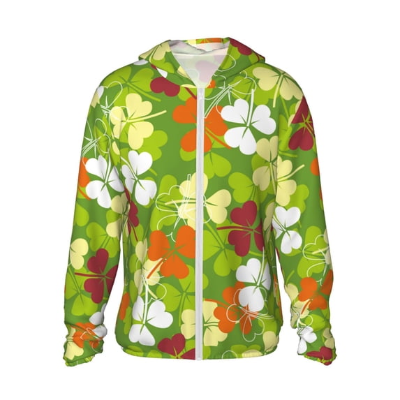 Daiia St. Patrick's Day3 UPF 50+ Sun Protection Hoodie Jacket Lightweight Long Sleeve Sun Shirt for Women Men with Pocket Hiking Outdoor-Medium