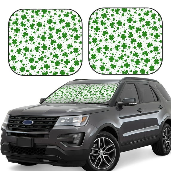 Daiia St Patrick's Day4 2PCS Car Windshield Sun Shade, Foldable Sun Shield for Car Front Window, Auto Sun Blocker Visor Protector Universal for Truck SUV Pickup-Large