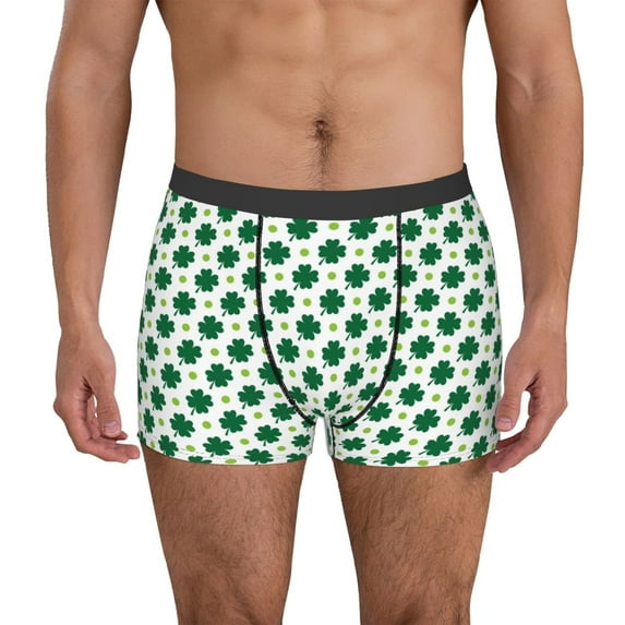 Daiia St. Patrick’s day Men's Underwear Boxer Briefs, Cotton Stretch Moisture-Wicking Underwear-Large