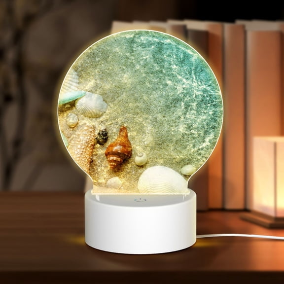 Daiia Starfish And Seashell Pattern Acrylic Night Light, LED Touch Light, Bedroom Night Light, Soft Glowing Lamp Perfect Gift for Mother's Day, Birthday, or Christmas