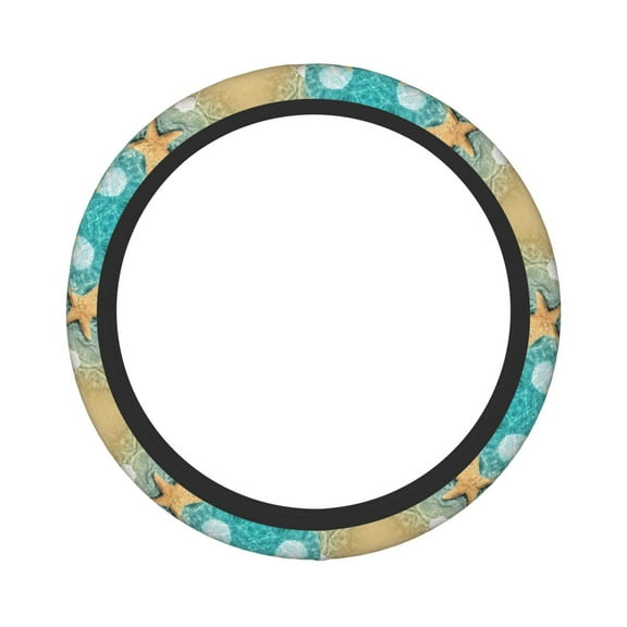 Daiia Starfish And Seashell Steering Wheel Cover Auto Steering Wheel Covers Breathable Anti-Slip Steering Wheels Car Interior Decor Accessories for Men Women Universal 15 Inch