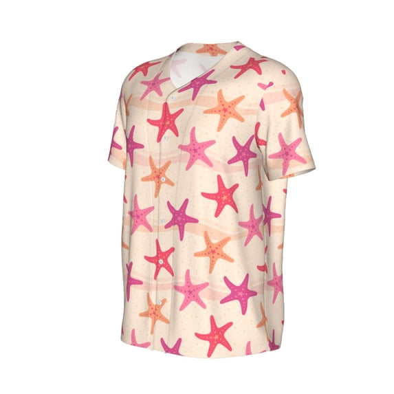 Daiia Starfish Mens Baseball Jersey Button Down Shirts Short Sleeve Sports Uniforms-XX-Large
