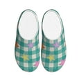 thumbnail image 1 of Daiia Starfish On Checkered Background Print Women’s Fuzzy Slippers Memory Foam Lightweight House Shoes Cozy Loafer Flannel House Shoes-35/36, 1 of 7