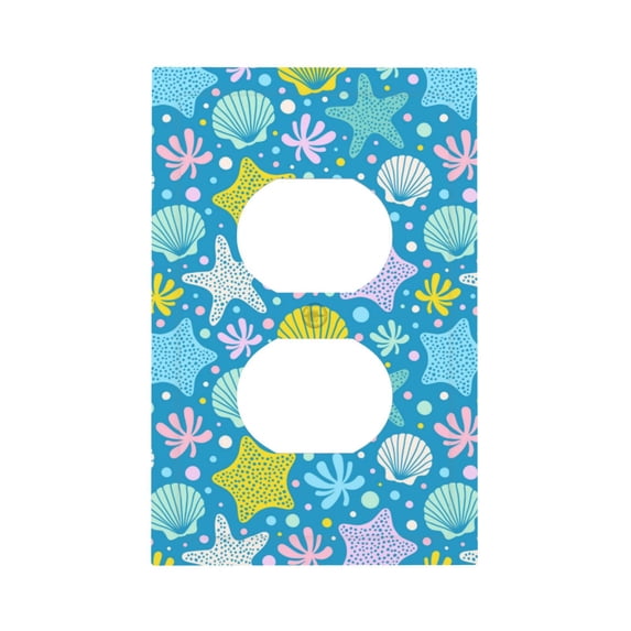 Daiia Starfish Pattern Decorator Wall Plate Child Safe Outlet Cover, Switch and Outlet Covers,Size 1-Gang 5.0" x3.0" , Polycarbonate Thermoplastic-Style S