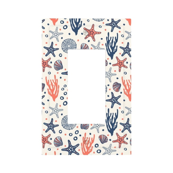 Daiia Starfish Shell Pattern Decorator Wall Plate Child Safe Outlet Cover, Switch and Outlet Covers,Size 1-Gang 5.0" x3.0" , Polycarbonate Thermoplastic-Style U