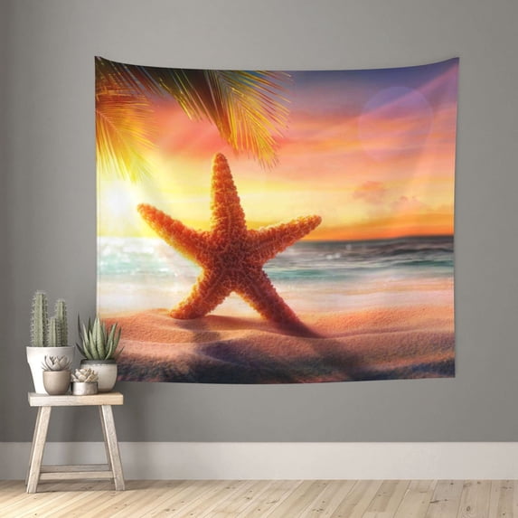 Daiia Starfish Sunset Sea Beach Pattern Tapestry 60x51 Inches Wall Hanging Tapestry Artistic Wall Hanging Bedroom Wall Decor Living Room Tapestry Dorm Room Decor