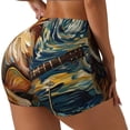 thumbnail image 1 of Daiia Starry Night Guitar Dog Pattern Women's Workout Shorts Biker Shorts - High Waisted Workout Spandex Tummy Control Gym Running Yoga Shorts-Large, 1 of 8