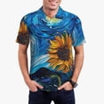 thumbnail image 1 of Daiia Starry Night Sunflower Field Pattern Men’s Polo Shirts,Solid Deck Shirt,Classic Fit, Breathable Cotton Polo for Casual and Sport Wear-3X-Large, 1 of 7