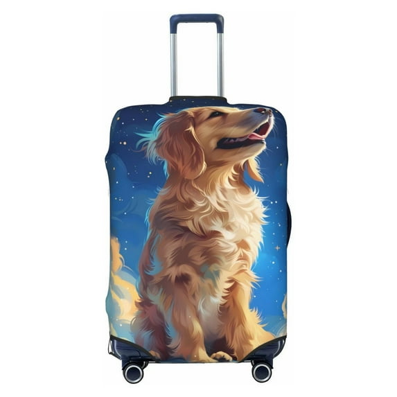 Daiia Starry Sky Cloud Dog Luggage Cover, Thickened Washable Travel Luggage Covers, Elastic Unique Baggage Covers for 18-20 inch Luggage-Large