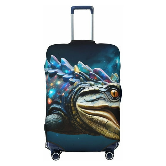Daiia Starry Sky Colorful Crocodile Luggage Cover, Thickened Washable Travel Luggage Covers, Elastic Unique Baggage Covers for 18-20 inch Luggage-Medium