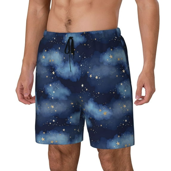 Daiia Starry Sky Mens Swim Trunks Swim Shorts Quick Dry Swim Shorts with Mesh Lining Pockets-Large