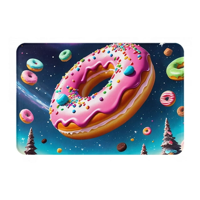 Daiia Starry Sky Pine Tree Donut Front Door Mat, Heavy Duty Durable