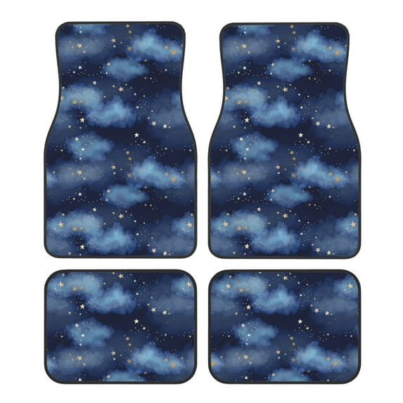 Daiia Starry Sky Printed Car Floor Mats Set of 4, Durable Non Slip Auto Floor Carpet, Car Interior Carpets Proof Foot Pads Anti-Slip Cushion Automoetive Accessories