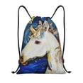 thumbnail image 1 of Daiia Starry White Horse Pattern Drawstring Backpack, Gym Bag, Lightweight Backpack, Water-Resistant Bag Travel Sports Backpack, Fitness Bag, Yoga Bag-Medium, 1 of 6