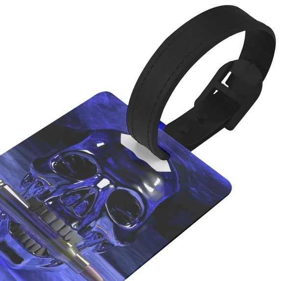 Daiia Steel Skull Durable Luggage Tags with Secure Strap Travel ID Tags Suitcase ID Tags Bag Identification Tags - Easy Identification for Men and Women