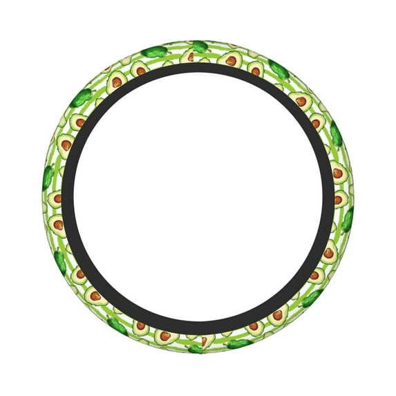 Daiia Steering Wheel Covers Avocado Green Striped Elastic Skidproof Steering Wheel Protective Cover Case Steering Wheel Protector Comfortable Protective Case For Suv Sedan Decor