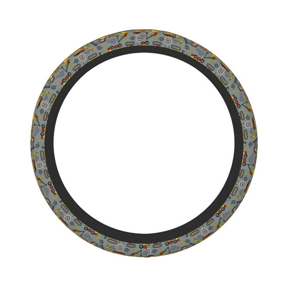 Daiia Steering Wheel Covers Funny Construction Elastic Skidproof Steering Wheel Protective Cover Case Steering Wheel Protector Comfortable Protective Case For Suv Sedan Decor